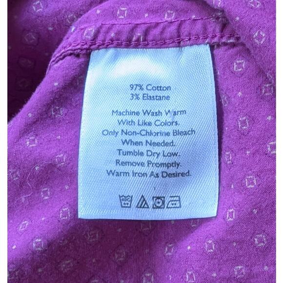 Eddie Bauer Womens Button Down Shirt XXL Purple Geometric 3/4 Sleeve
Preppy - Picture 10 of 11